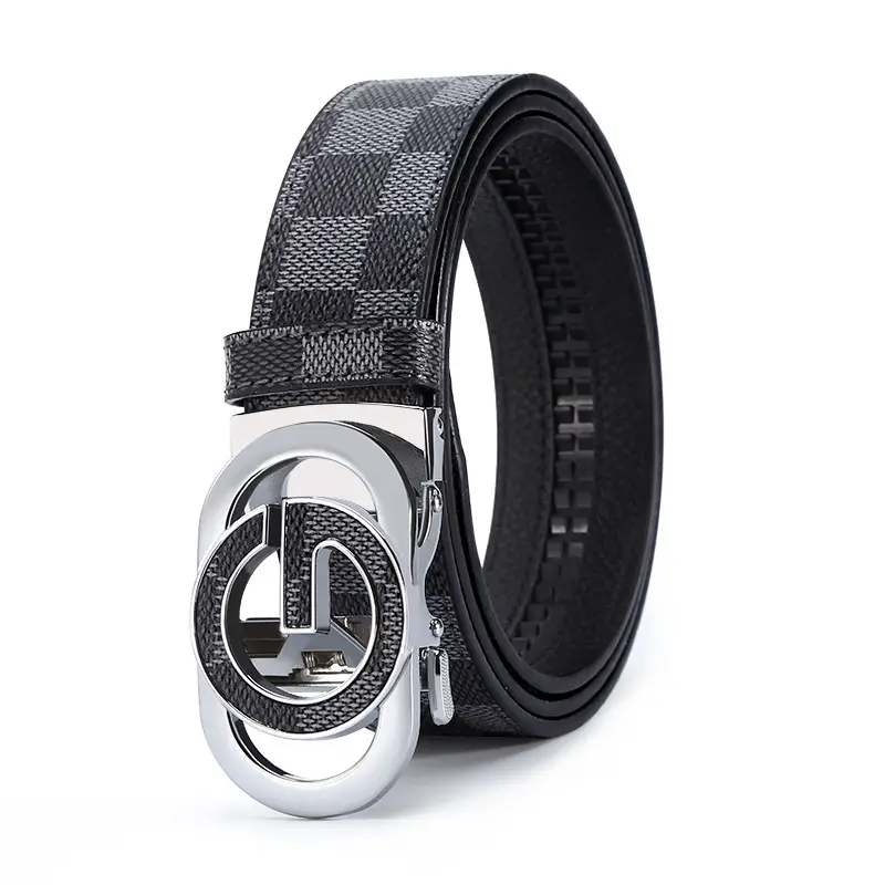 New Men's LV Check Belt with Gold Buckle - Image 12