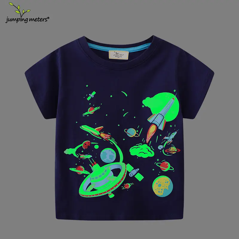 Kids Jumping T-Shirt Navy Blue Graphic Print