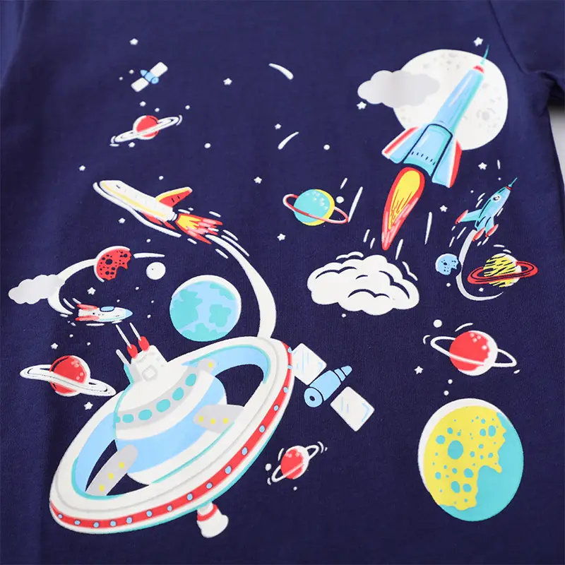Kids Jumping T-Shirt Navy Blue Graphic Print