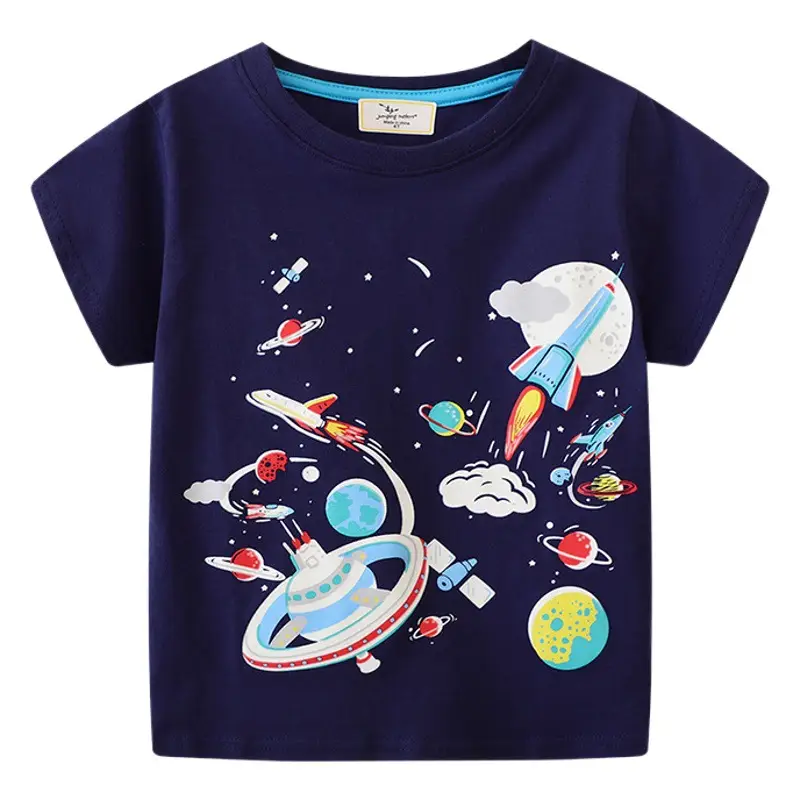 Kids Jumping T-Shirt Navy Blue Graphic Print