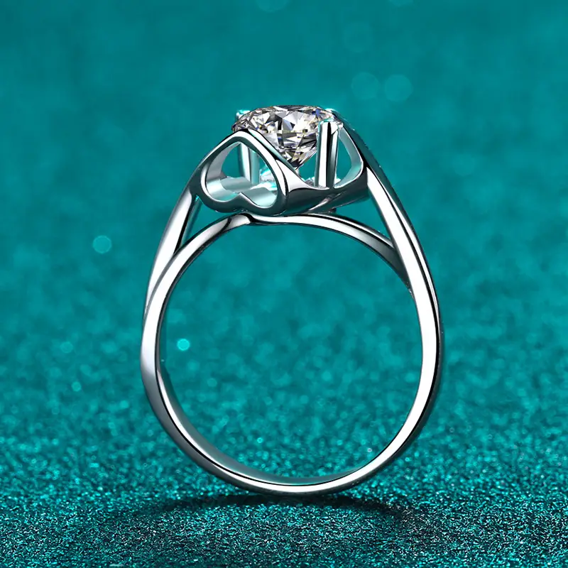 Clearance Moissanite Heart Ring Silver 1 Karat Engagement - Image 26