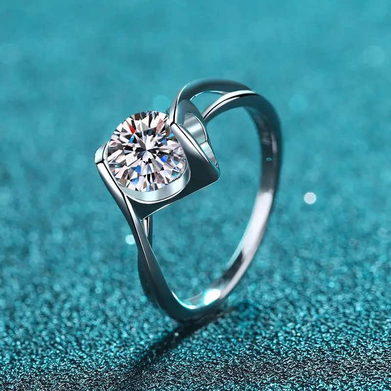 Clearance Moissanite Heart Ring Silver 1 Karat Engagement - Image 27