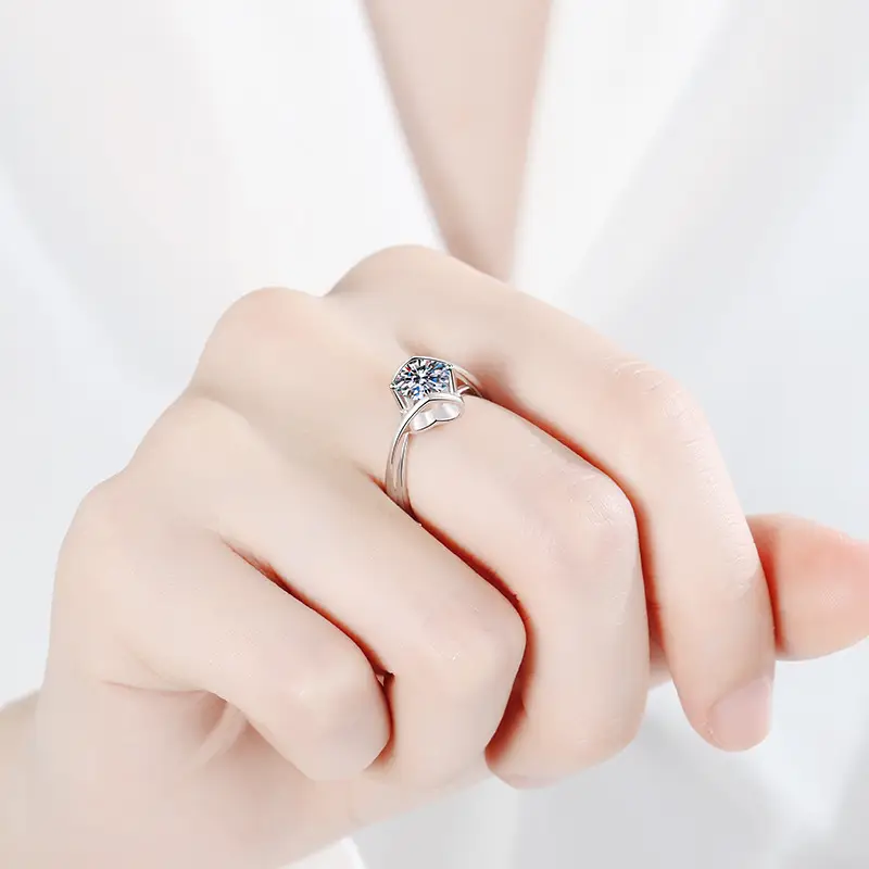 Clearance Moissanite Heart Ring Silver 1 Karat Engagement - Image 28