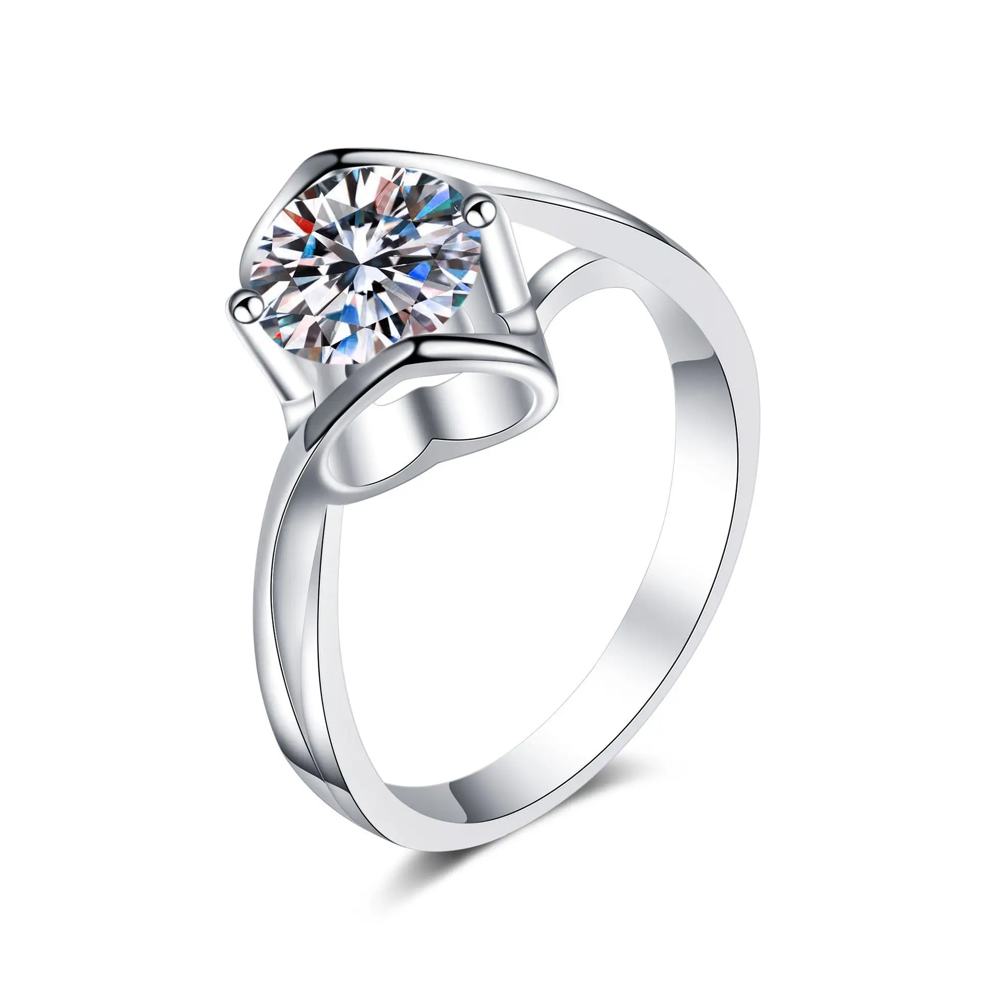 Clearance Moissanite Heart Ring Silver 1 Karat Engagement - Image 29