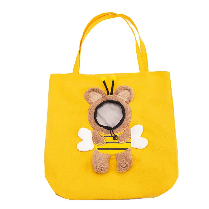 Cartoon Cat Crossbody Bag Yellow Portable Pet Bag - Image 11