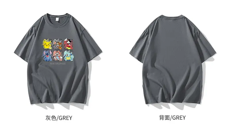 NASA-themed Cartoon Print T-Shirt for Men Lavender — feature 9