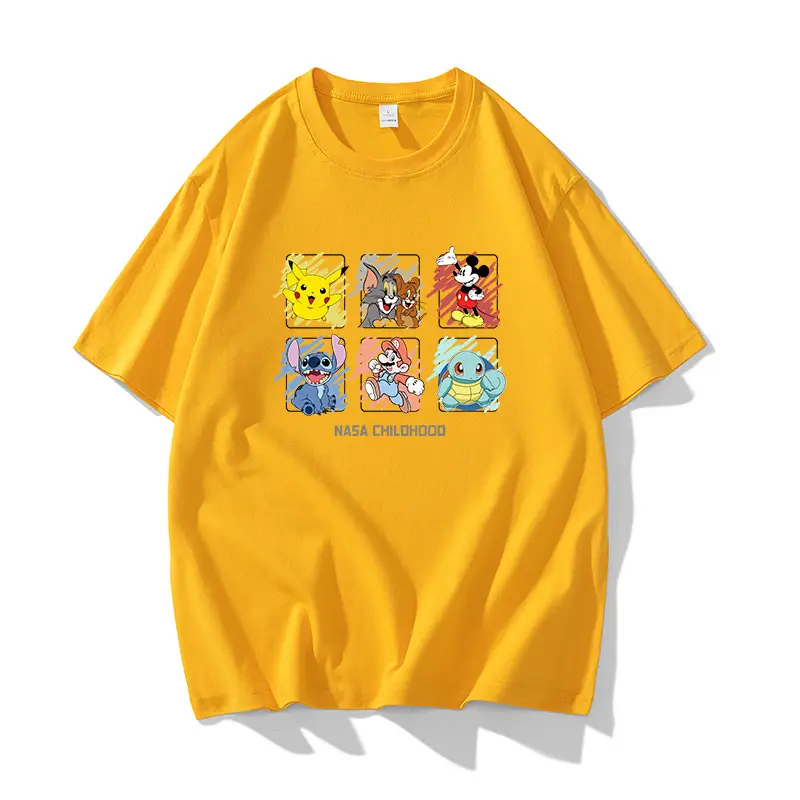 NASA-themed Cartoon Print T-Shirt for Men Lavender - Image 4