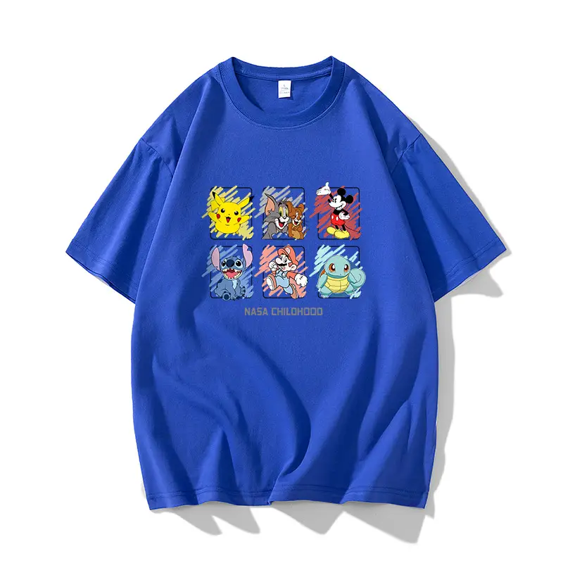 NASA-themed Cartoon Print T-Shirt for Men Lavender - Image 5