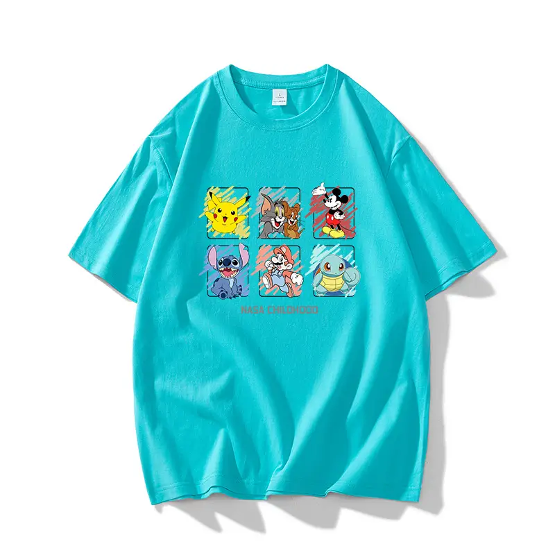 NASA-themed Cartoon Print T-Shirt for Men Lavender - Image 7