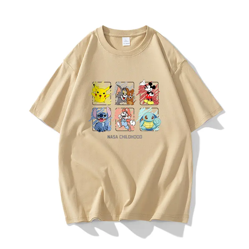 NASA-themed Cartoon Print T-Shirt for Men Lavender - Image 9