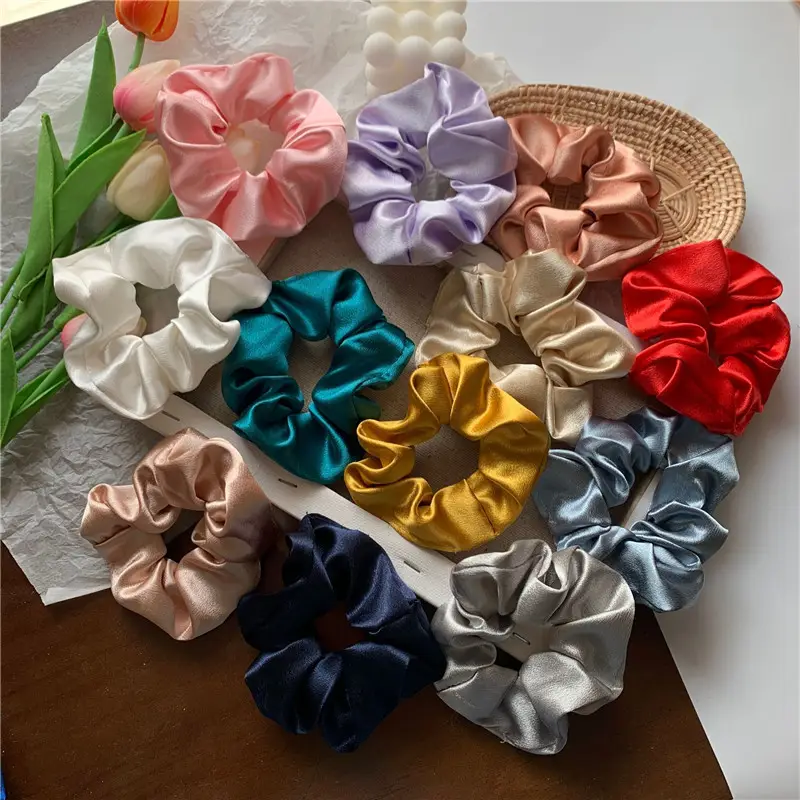 Pink Satin Hair Scrunchie for Women