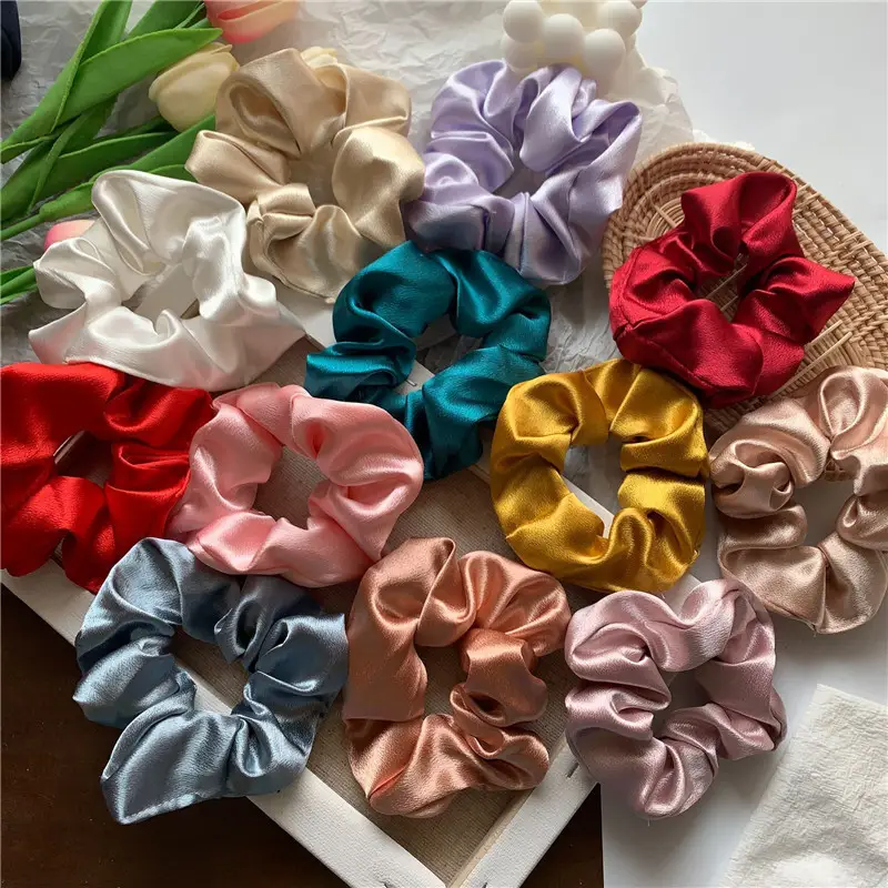 Pink Satin Hair Scrunchie for Women - Image 18