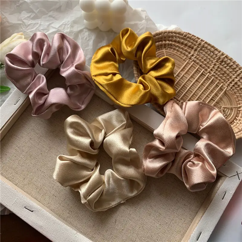 Pink Satin Hair Scrunchie for Women - Image 20