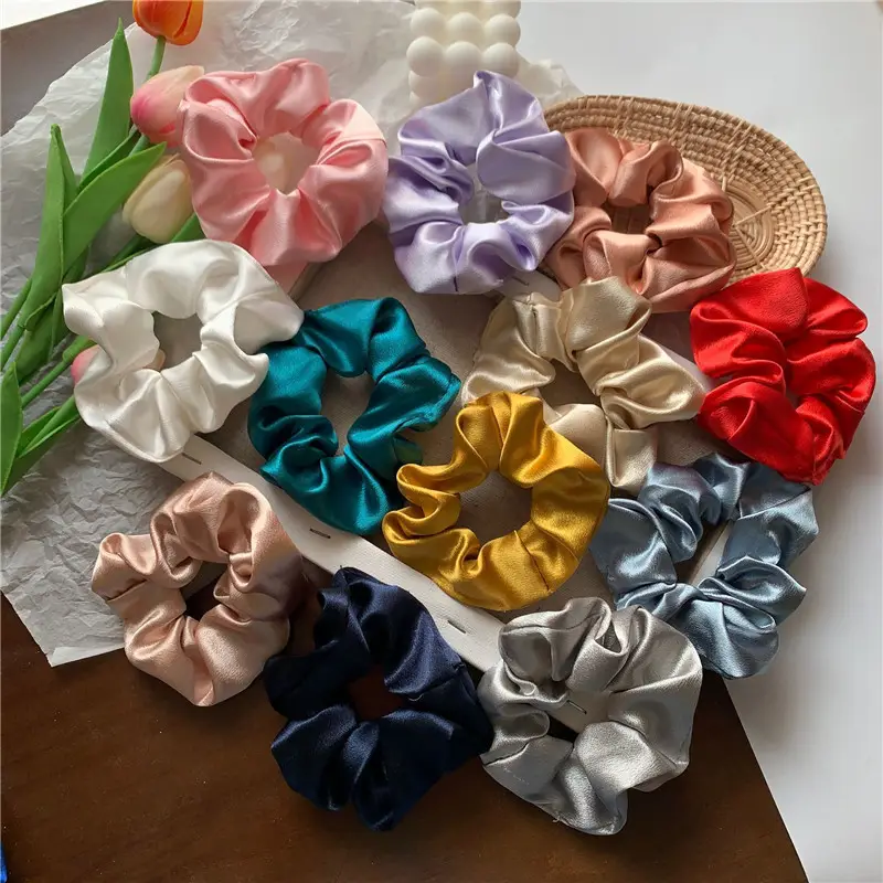 Pink Satin Hair Scrunchie for Women — feature 1