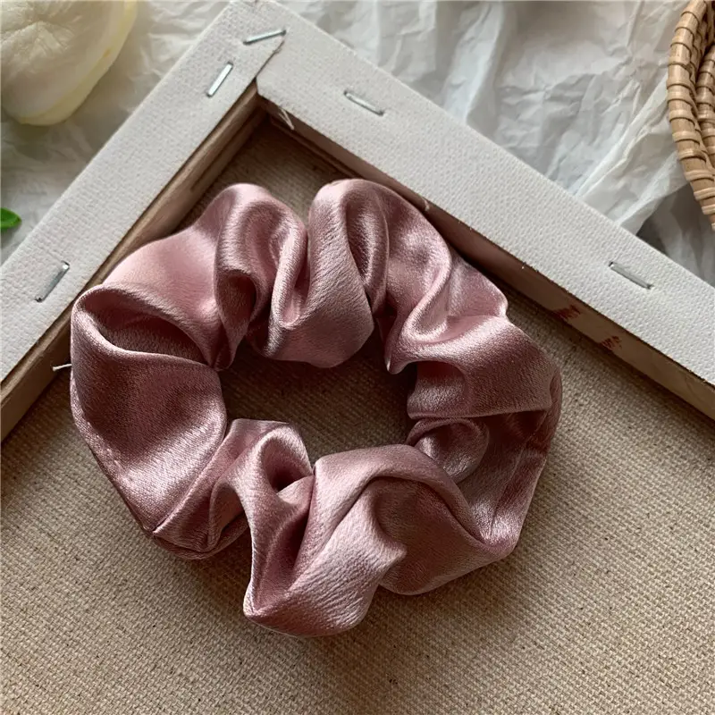 Pink Satin Hair Scrunchie for Women - Image 12