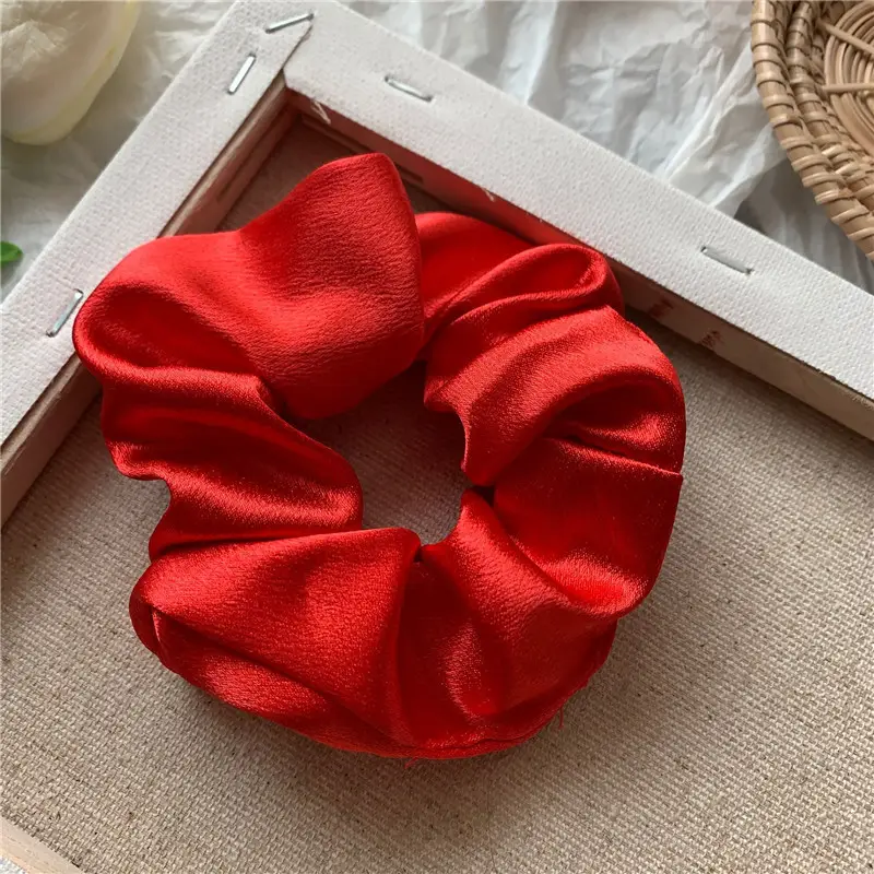 Pink Satin Hair Scrunchie for Women - Image 14