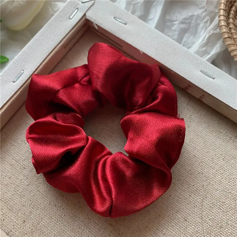 Pink Satin Hair Scrunchie for Women - Image 7