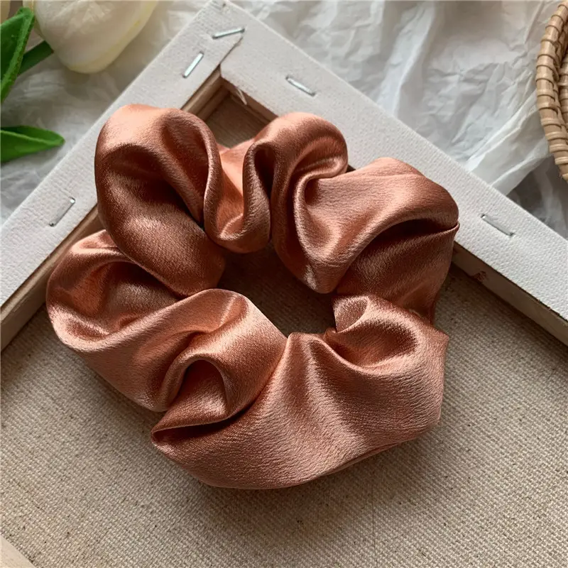 Pink Satin Hair Scrunchie for Women - Image 8