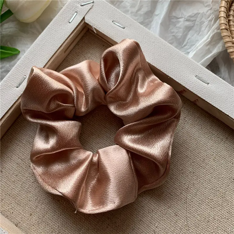 Pink Satin Hair Scrunchie for Women - Image 9