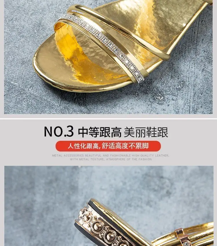 Double Wear High-end Sandals Women's Summer Outer Wear 2023 New Korean Style All-match Fashion Women's Low Heel plus size Rhinestone Sandals — feature 9