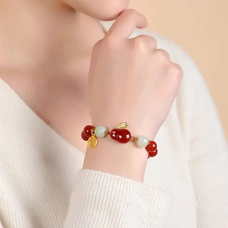 Benmingnian Red Agate Rabbit Bracelet for Women - Image 4