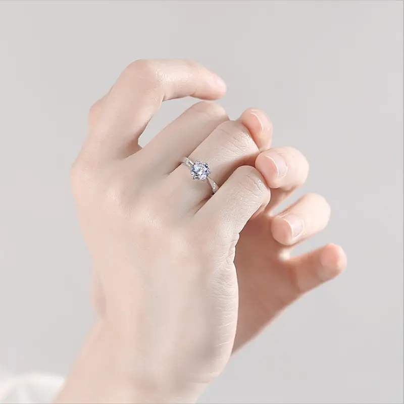 Clearing D Moissanite Diamond Ring Couple Silver Open - Image 17