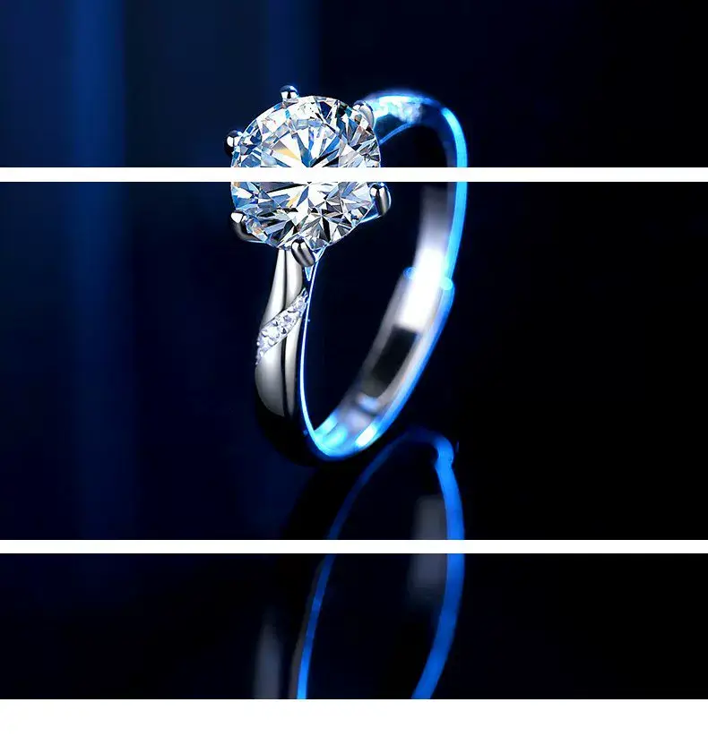Clearing D Moissanite Diamond Ring Couple Silver Open — feature 7