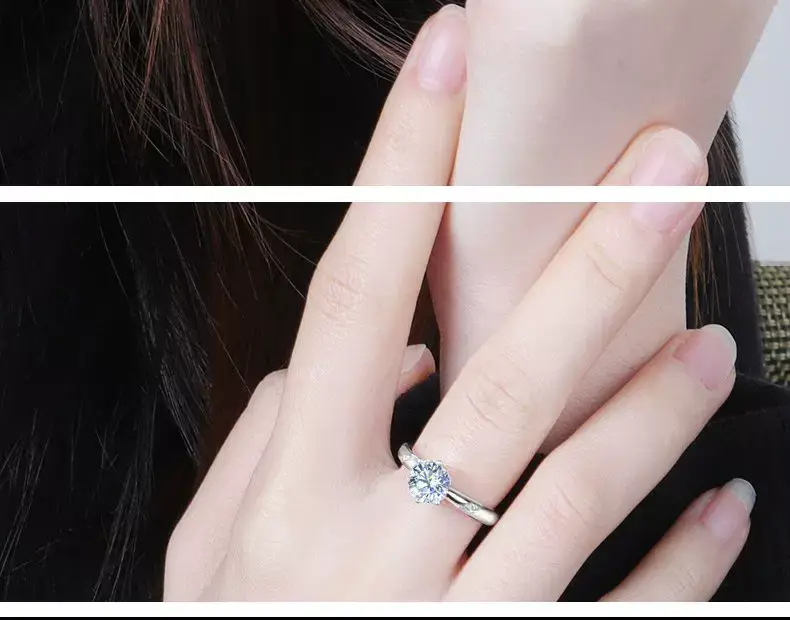 Clearing D Moissanite Diamond Ring Couple Silver Open — feature 9