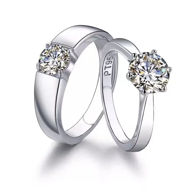 Clearing D Moissanite Diamond Ring Couple Silver Open - Image 4