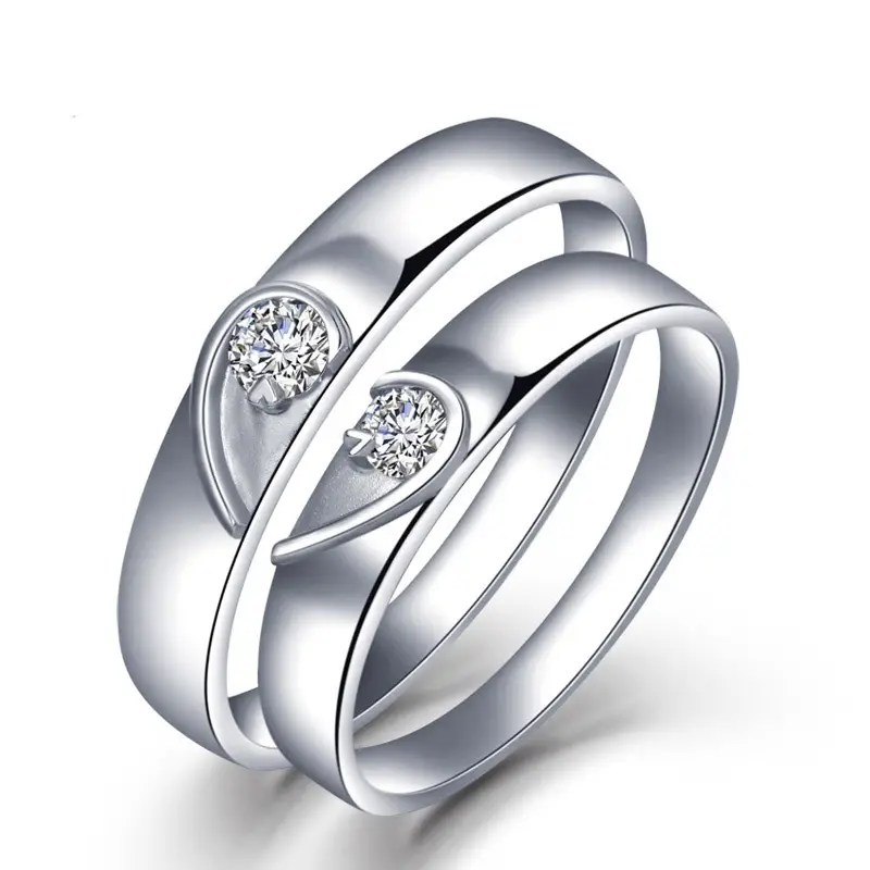 Clearing D Moissanite Diamond Ring Couple Silver Open - Image 8