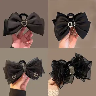 Large Black Bow Hair Clip for High Crown Styling — feature 6