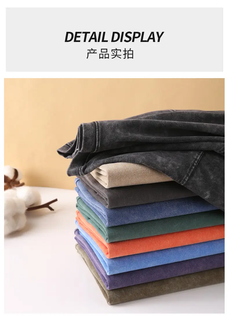 Men Vintage Washed T-Shirt Blue Cotton Plus Size — feature 15