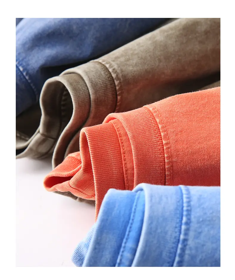 Men Vintage Washed T-Shirt Blue Cotton Plus Size — feature 7