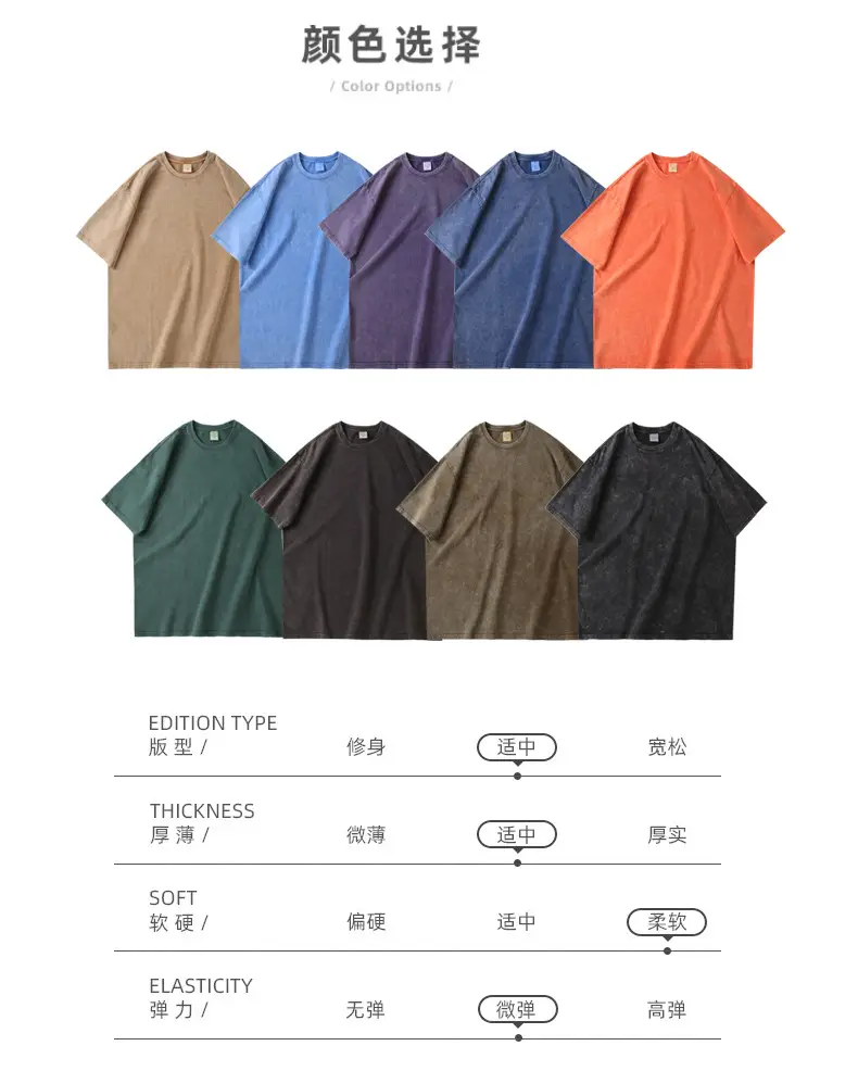 Men Vintage Washed T-Shirt Blue Cotton Plus Size — feature 9