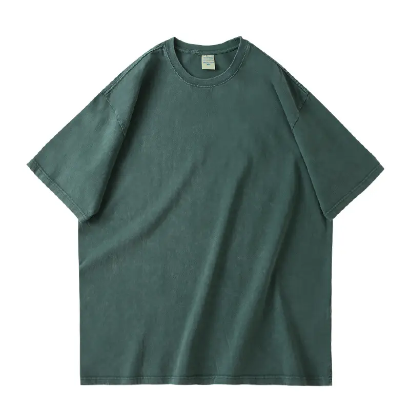 Men Vintage Washed T-Shirt Blue Cotton Plus Size - Image 2