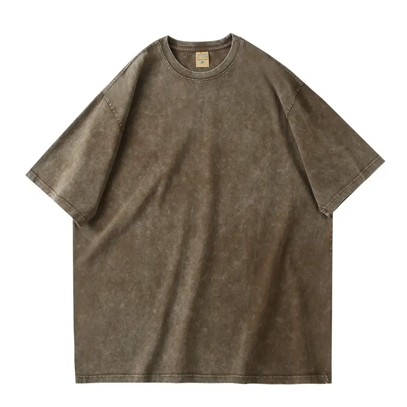 Men Vintage Washed T-Shirt Blue Cotton Plus Size - Image 3