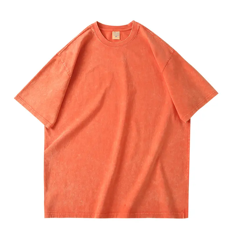 Men Vintage Washed T-Shirt Blue Cotton Plus Size - Image 4