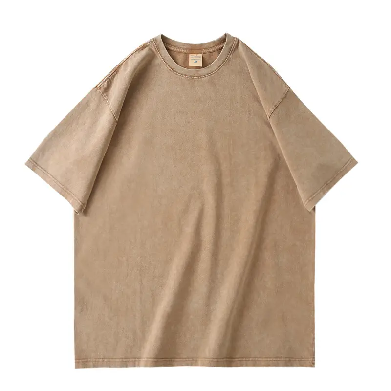 Men Vintage Washed T-Shirt Blue Cotton Plus Size - Image 8
