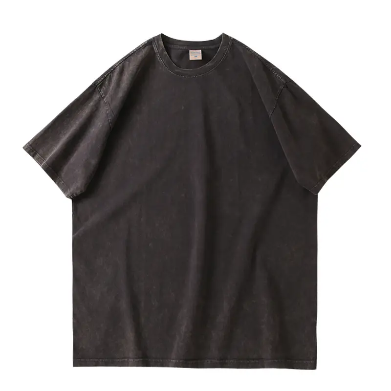 Men Vintage Washed T-Shirt Blue Cotton Plus Size - Image 9