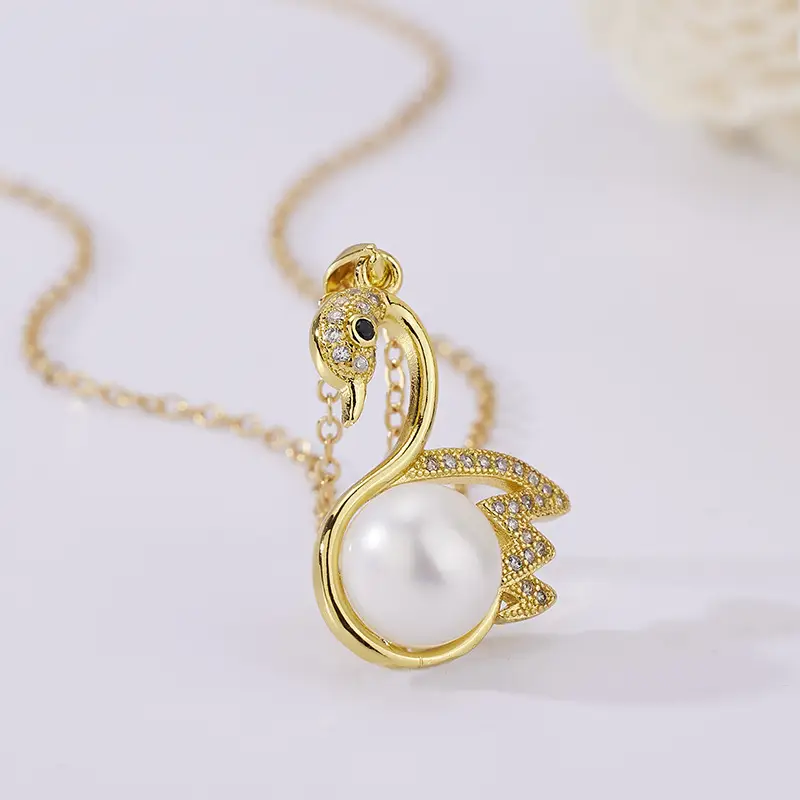 Copper Plated Swan Pearl Pendant for Women - Image 4