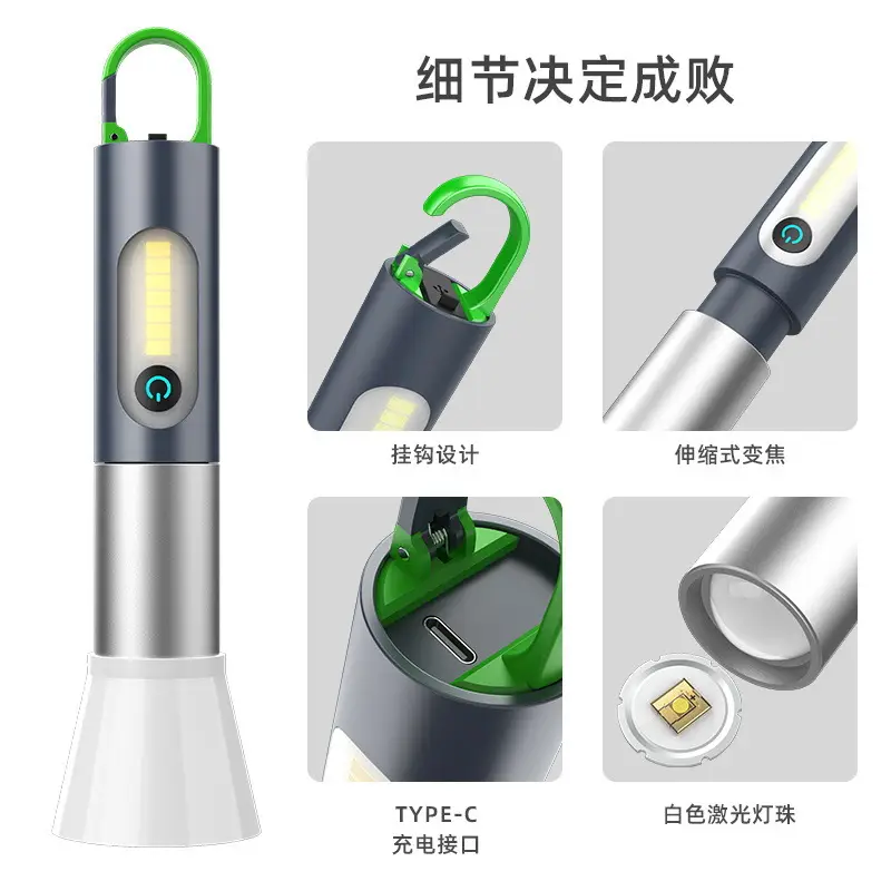 High Power Outdoor Flashlight with Hook & Multi-Function LED - Image 11