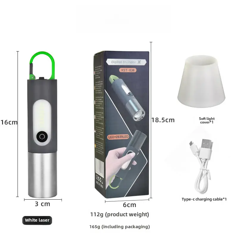 High Power Outdoor Flashlight with Hook & Multi-Function LED - Image 3