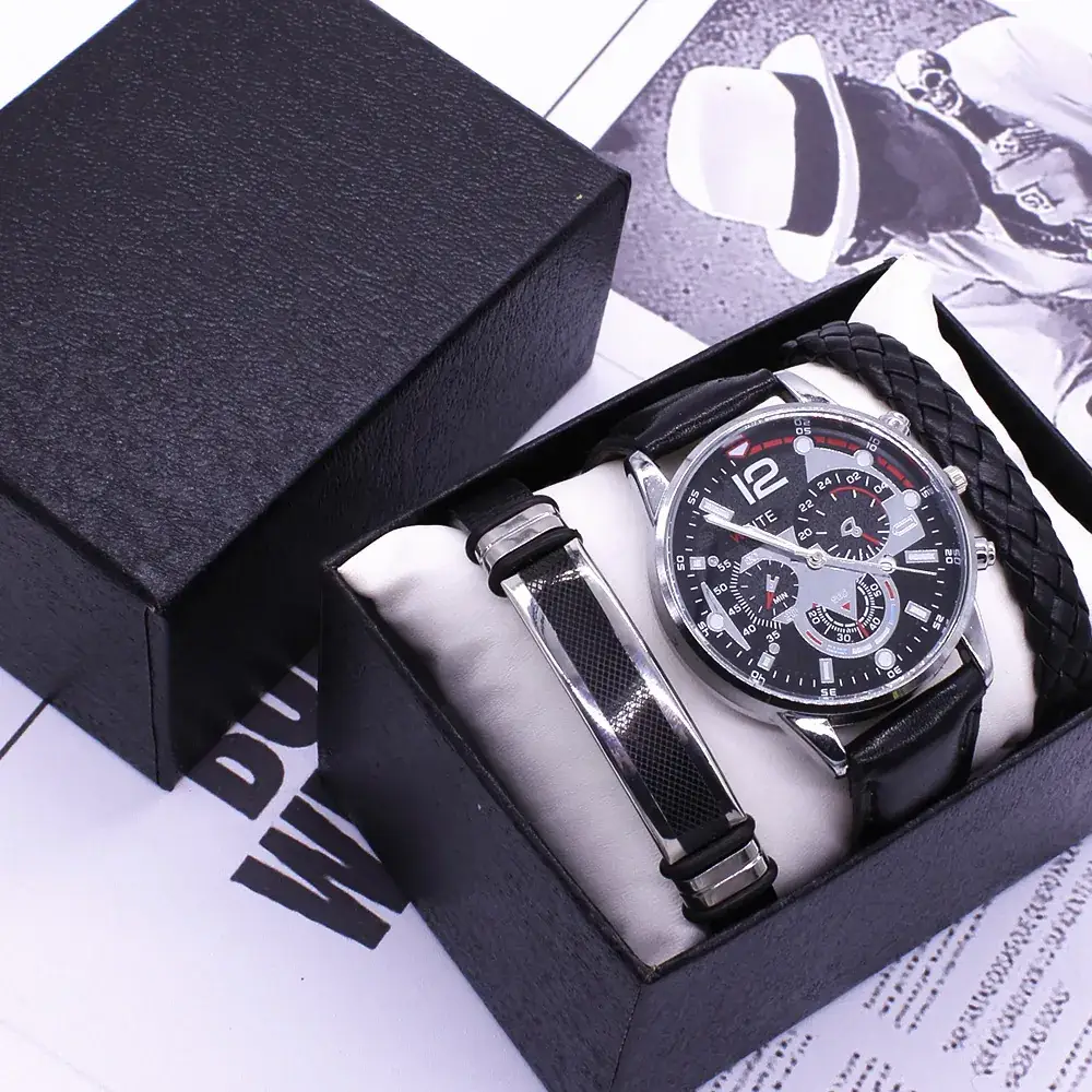 Men's Stainless Steel Quartz Watch Gift Set - Image 4
