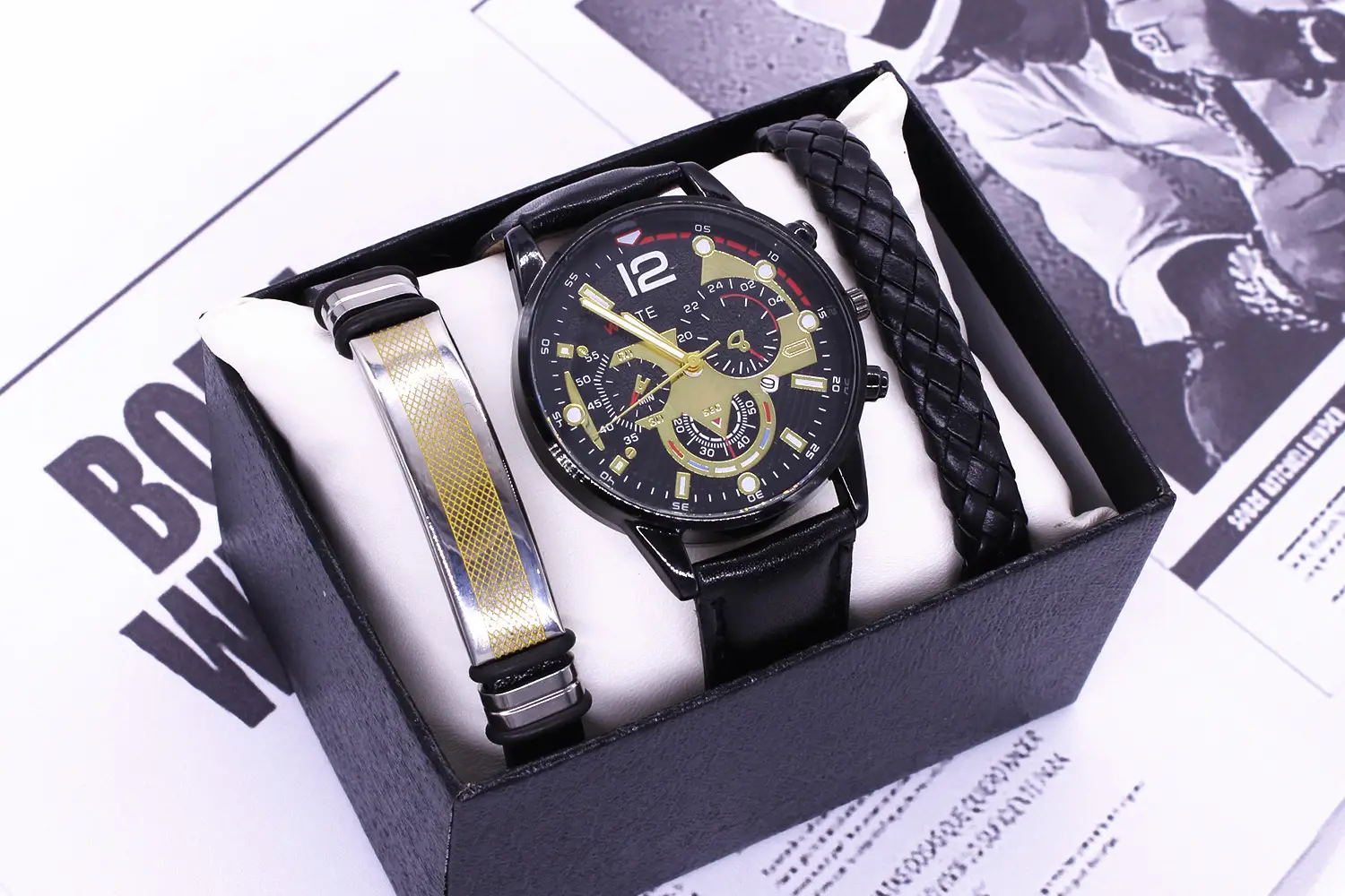 Men's Stainless Steel Quartz Watch Gift Set — feature 10