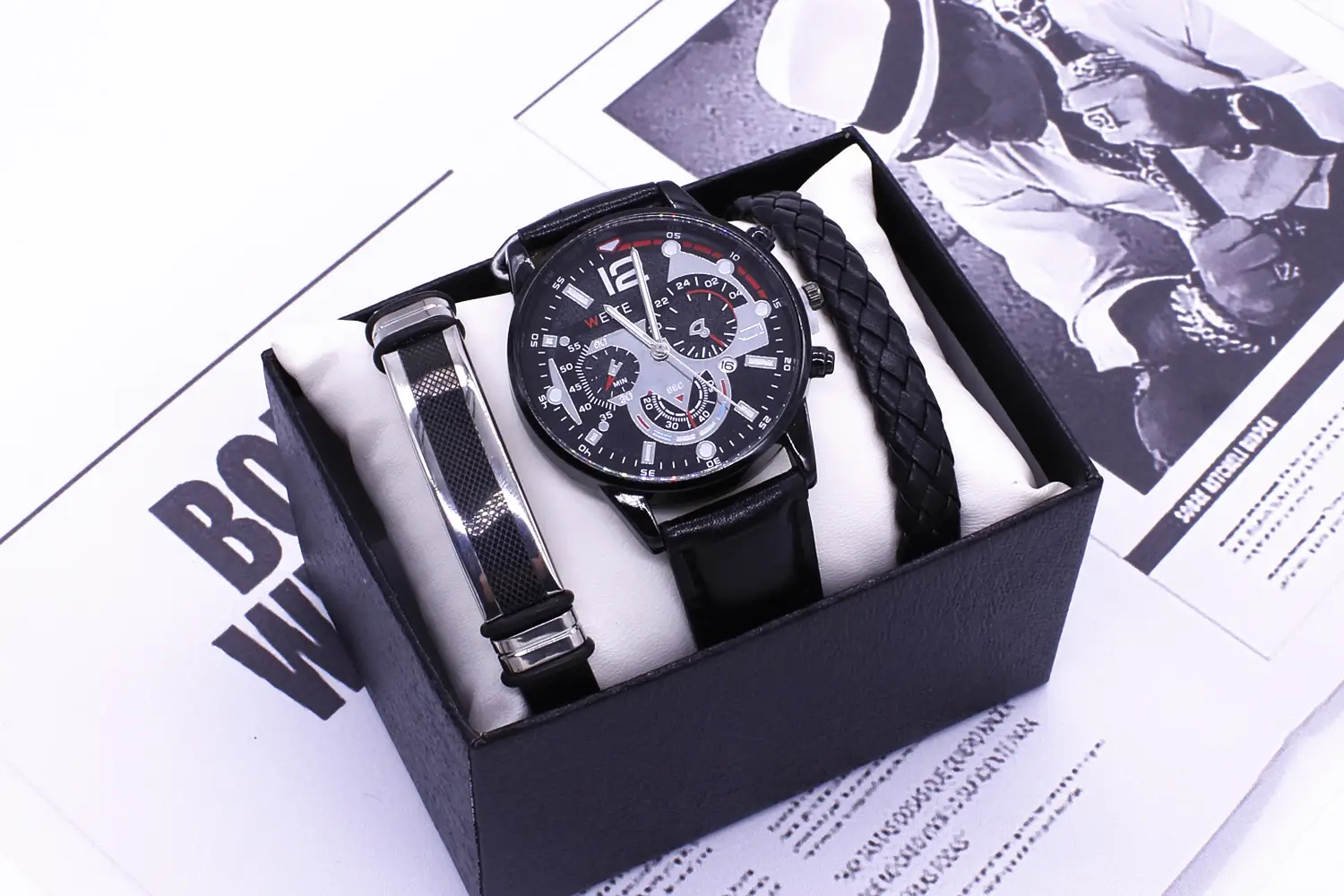 Men's Stainless Steel Quartz Watch Gift Set — feature 11