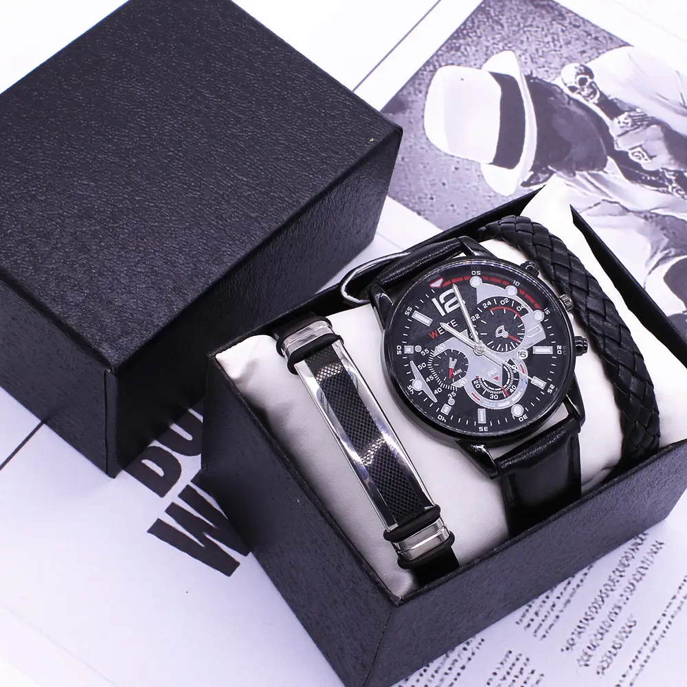 Men's Stainless Steel Quartz Watch Gift Set — feature 8