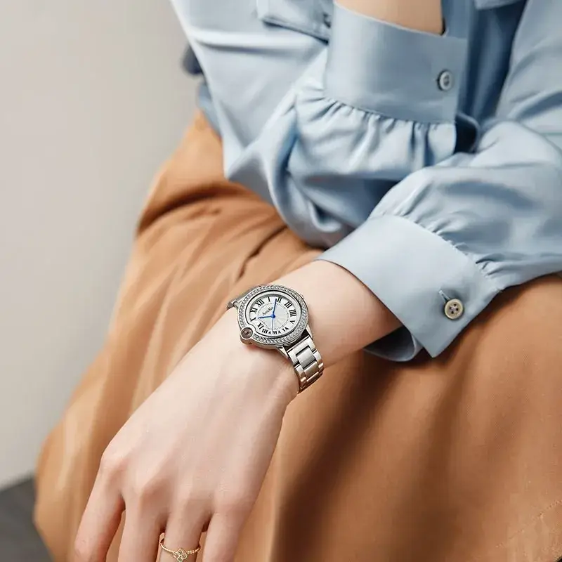 Luxury Quartz Watch with Crystal Band for Women
