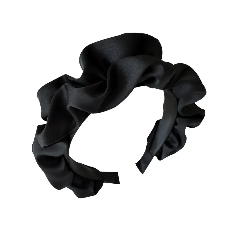 Retro French Pleated Hair Band Red Black Beige Women - Image 9