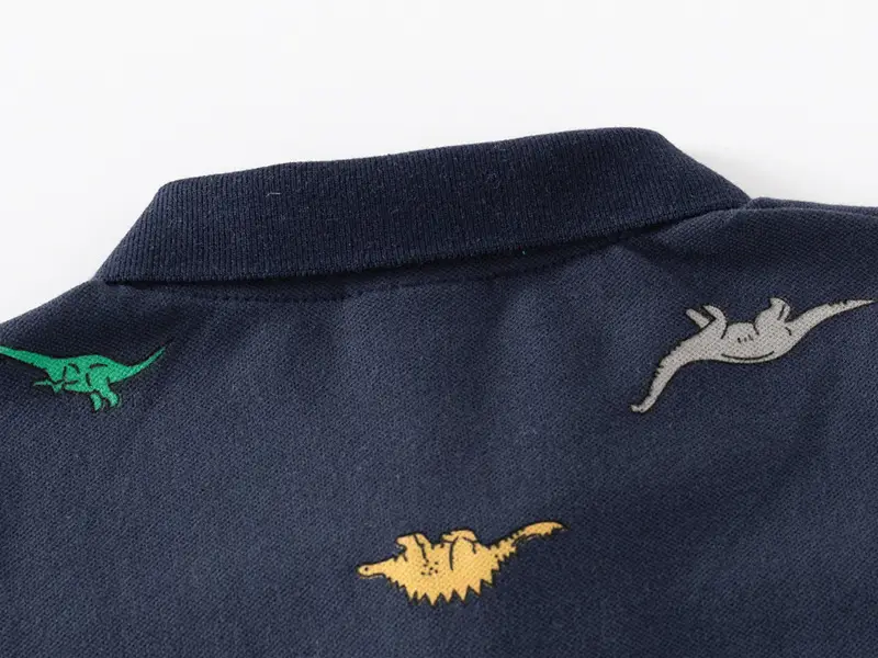 Kids Dinosaur Print Polo Shirt Set White Blue — feature 10