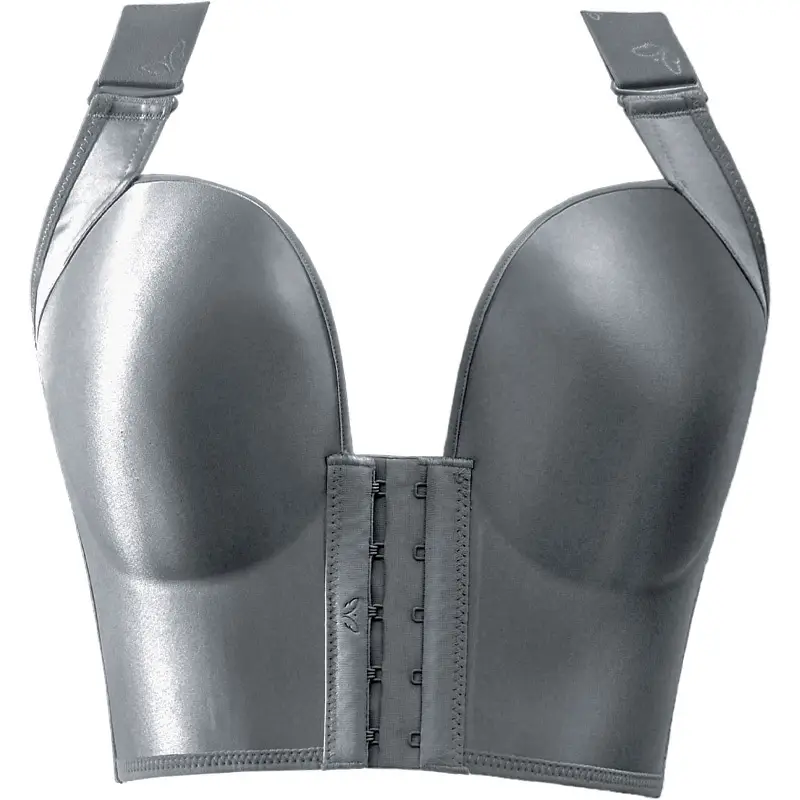 Glossy Seamless Front Buckle Large Size Large Cup Push-Up Adjustable Breast-Retracting Bra Adjustable Thin Cup Seamless Intimates